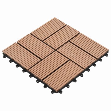 vidaXL Πλάκα Κατασκευής 11 τμχ. Καφέ 30 x 30 cm WPC