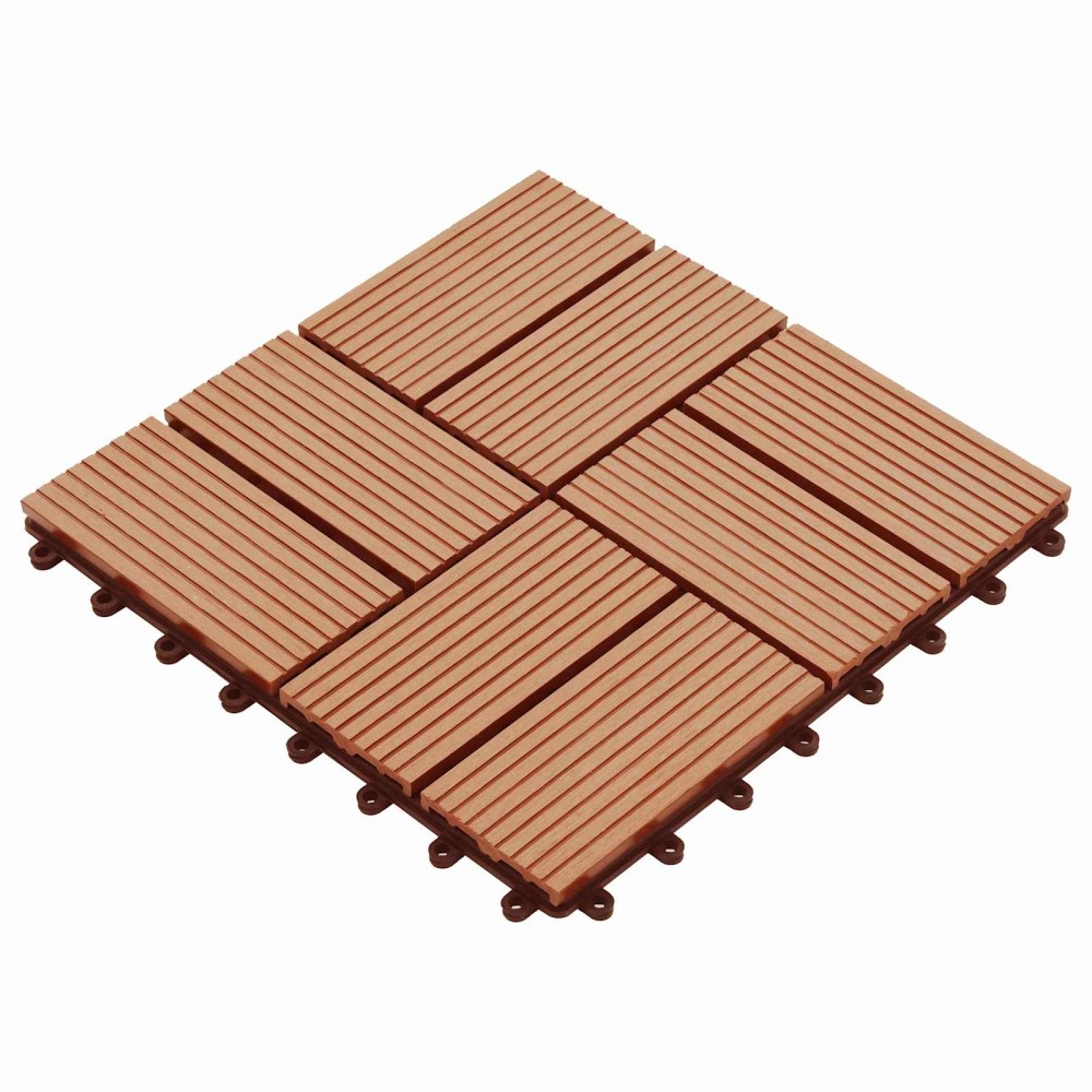 vidaXL Πλάκα Κατασκευής 11 τμχ. Ξύλο teak 30 x 30 cm WPC