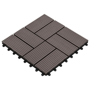 vidaXL Πλάκα Κατασκευής 11 τμχ. Σκούρο Καφέ 30 x 30 cm WPC