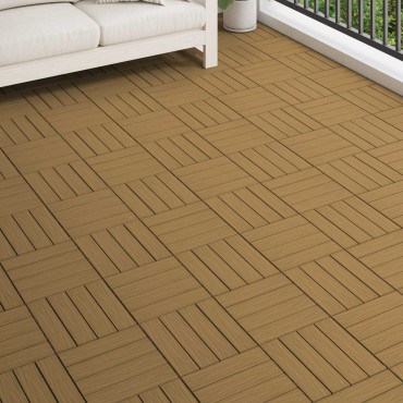 vidaXL Πλάκα Κατασκευής 3D Σχεδίαση 11 τμχ. Ξύλο teak 30 x 30 cm WPC