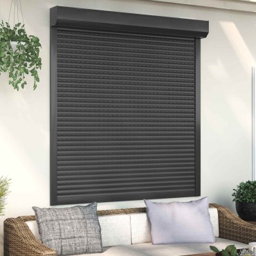 vidaXL Ρολό εισόδου Ανθρακί 140 x 150 cm Αλουμίνιο και Πολυουρεθάνη