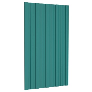 vidaXL Πάνελ οροφής 12 τμχ. Πράσινο 80 x 45 cm Γαλβανισμένος χάλυβας