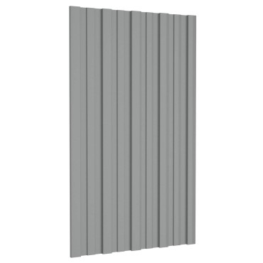 vidaXL Πάνελ οροφής 12 τμχ. Γκρι 80 x 45 cm Γαλβανισμένος χάλυβας
