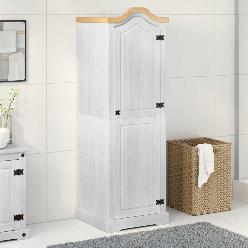 vidaXL Ντουλάπες με ράφι Λευκό 55x52x170cm Στερεά ξυλεία πεύκου