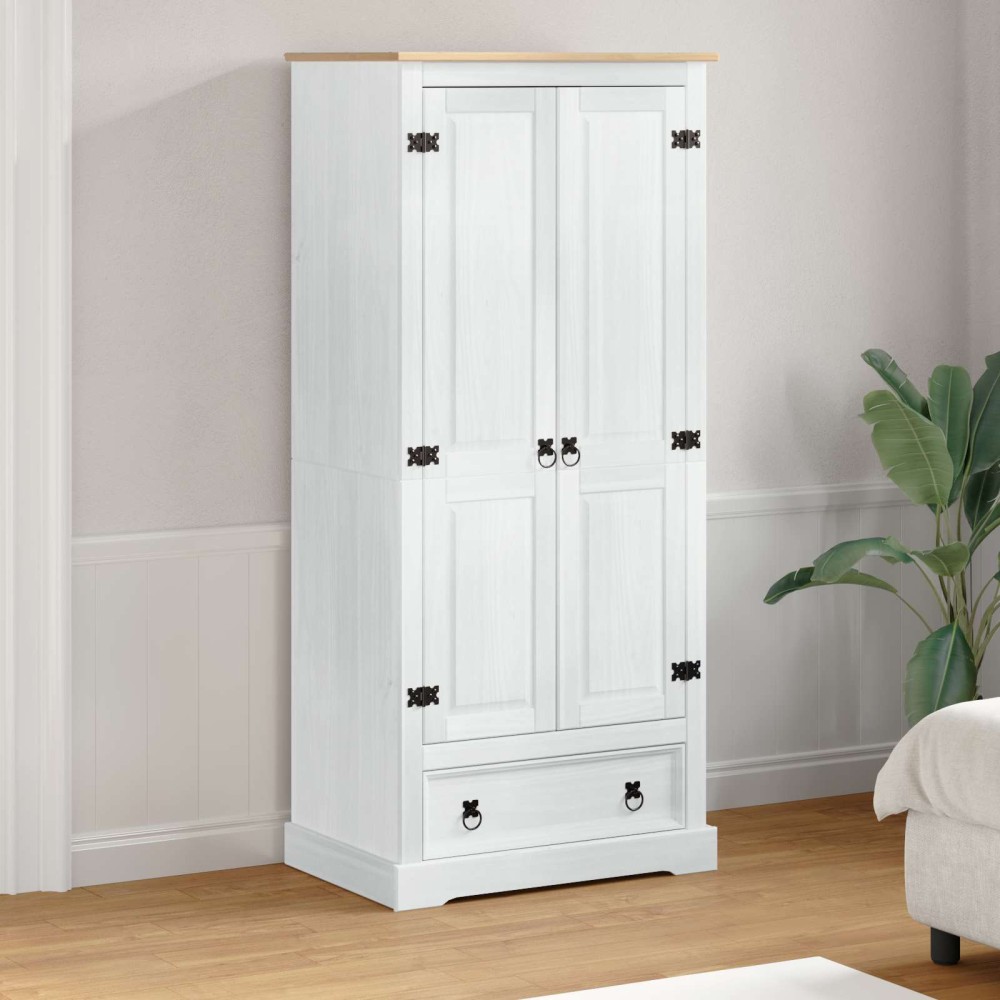 vidaXL Ντουλάπες με ράφι Λευκό 76x50x170cm Στερεά ξυλεία πεύκου