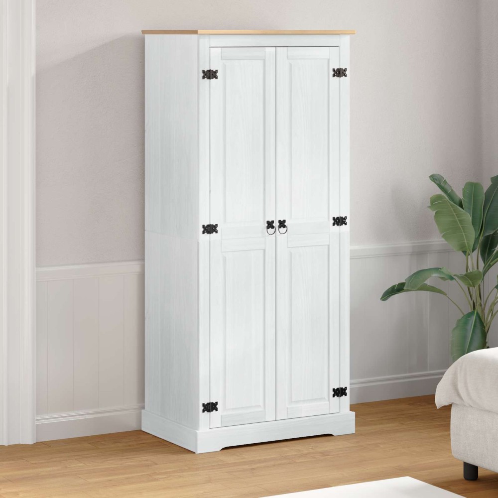 vidaXL Ντουλάπες με ράφι Λευκό 76x50x170cm Στερεά ξυλεία πεύκου