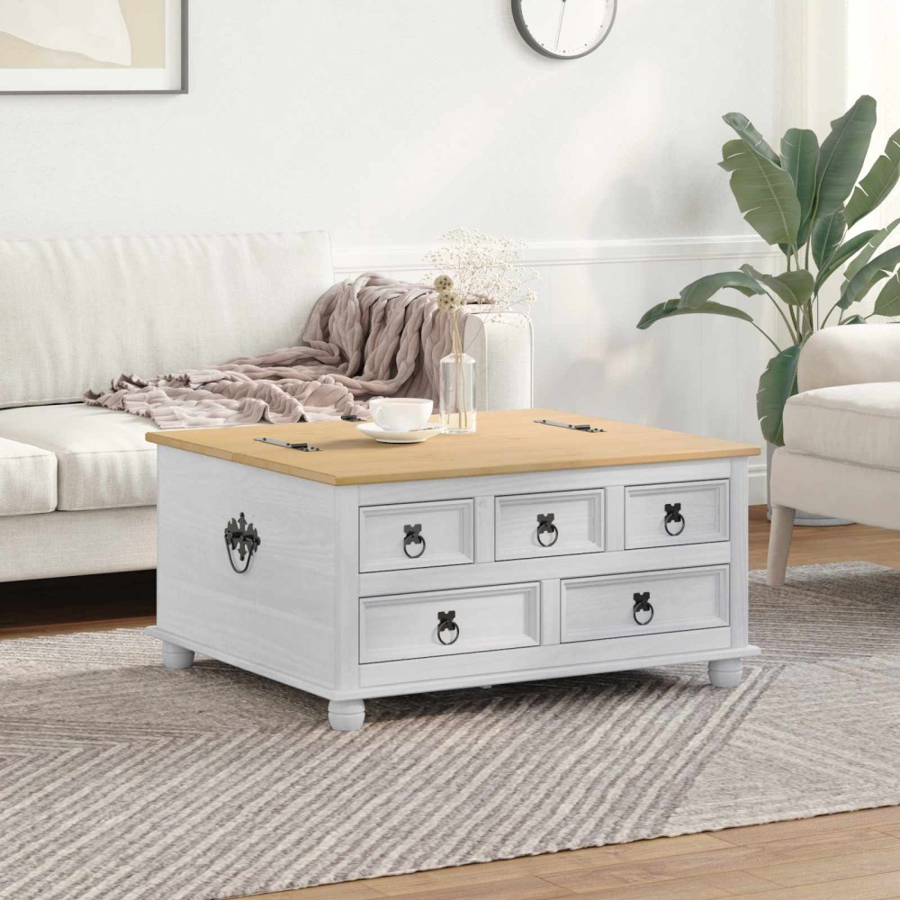 vidaXL storage box με ράφι Λευκό 90 x78x45cm Στερεά ξυλεία πεύκου