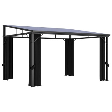 vidaXL Κιόσκι με Κουρτίνα Ανθρακί 405 x 294 x 244 εκ.
