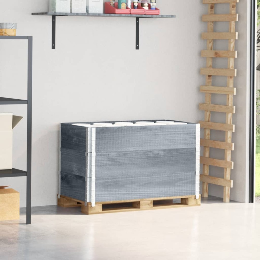 vidaXL Κολάρα Παλέτας 3 τεμ. Γκρι 100x50 εκ. από Μασίφ Ξύλο Πεύκου