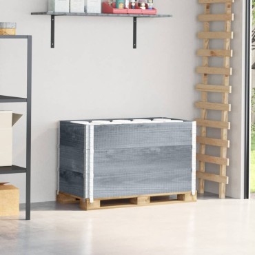 vidaXL Κολάρα Παλέτας 3 τεμ. Γκρι 100x50 εκ. από Μασίφ Ξύλο Πεύκου