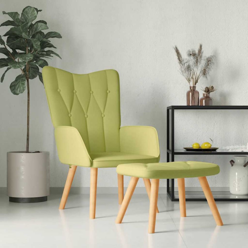 vidaXL Πολυθρόνα Relax Πράσινη Υφασμάτινη με Σκαμπό 61,5x69x95,5cm 1 τεμ.