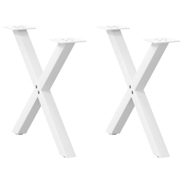 vidaXL Πόδια Τραπεζιού Σαλονιού σε Σχήμα Χ, 2 τεμ. Λευκά 60x(42-43)cm Ατσάλι