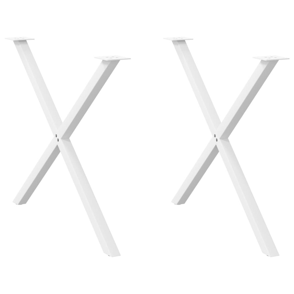 vidaXL Πόδια Τραπεζαρίας σε Σχήμα Χ, 2 τεμ. Λευκά 90x(72-73)cm Ατσάλι