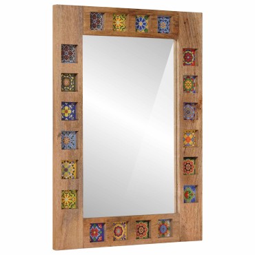 vidaXL Καθρέφτης Μπάνιου Φυσικό 50x70x3cm Στερεό ξύλο μάνγκο