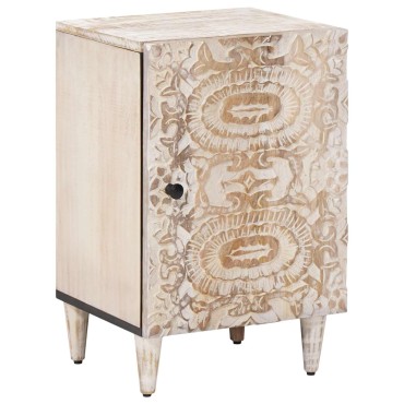vidaXL Ντουλάπι Μπάνιου Λευκό 38x33,5x58cm Στερεό ξύλο μάνγκο