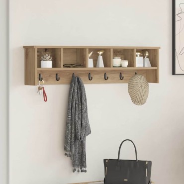 vidaXL Τοίχου Κρεμάστρα Επιτοίχιο Artisan Oak 100x16x26 εκ