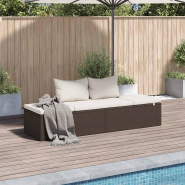 vidaXL Ξαπλώστρα - Κρεβάτι Κήπου Καφέ 195x60cm Συνθετικό Ρατάν