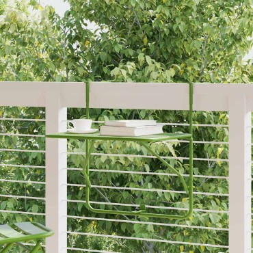 vidaXL Τραπέζι Μπαλκονιού Πράσινο 60x40cm από Ατσάλι 1 τεμ.