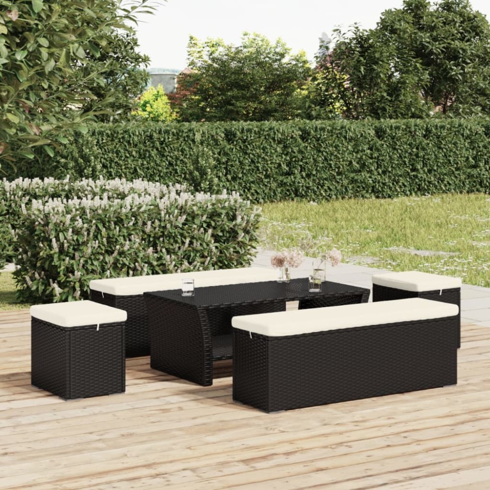 vidaXL Υποπόδια με Μαξιλάρια 2 τεμ. Μαύρα 40x30x40cm από Συνθ. Ρατάν