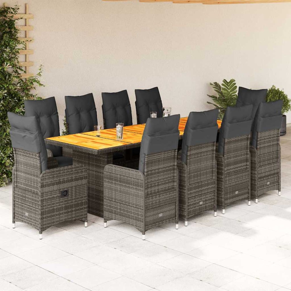 vidaXL Σετ Επίπλων Bistro Κήπου 11 τεμ. Γκρι Συνθετ. Ρατάν με Μαξιλάρια 54,5x58,5x92cm vidaXL Σετ Επίπλων Bistro Κήπου 11 τεμ. Γκρι Συνθετ. Ρατάν με Μαξιλάρια 54,5x58,5x92cm