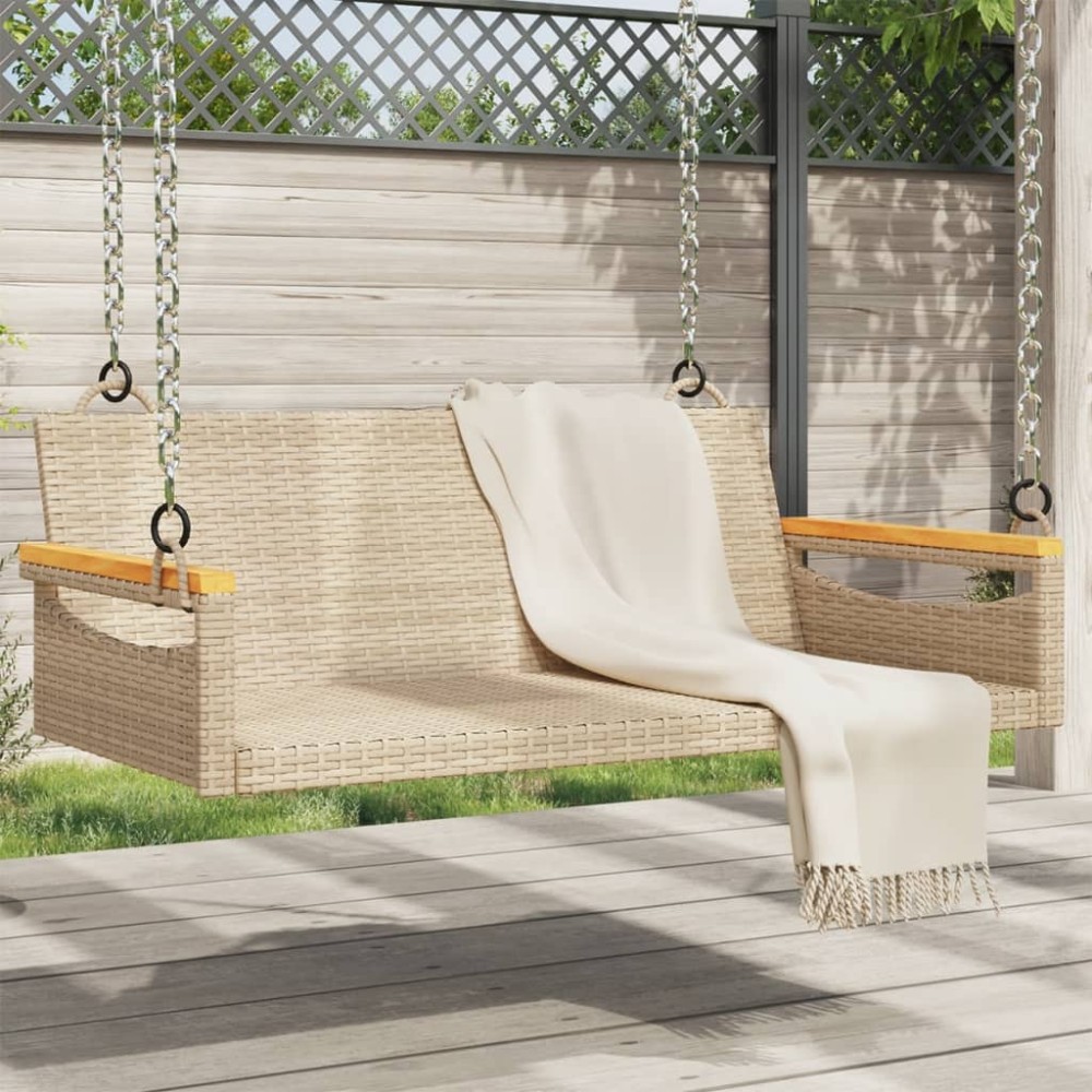 vidaXL Παγκάκι Κούνια Μπεζ 109x62x40cm από Συνθετικό Ρατάν 1 τεμ.