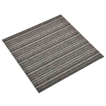 vidaXL Χαλί 20 τμχ. Ριγέ ανθρακί 50x50cm 100% Πολυπροπυλένιο