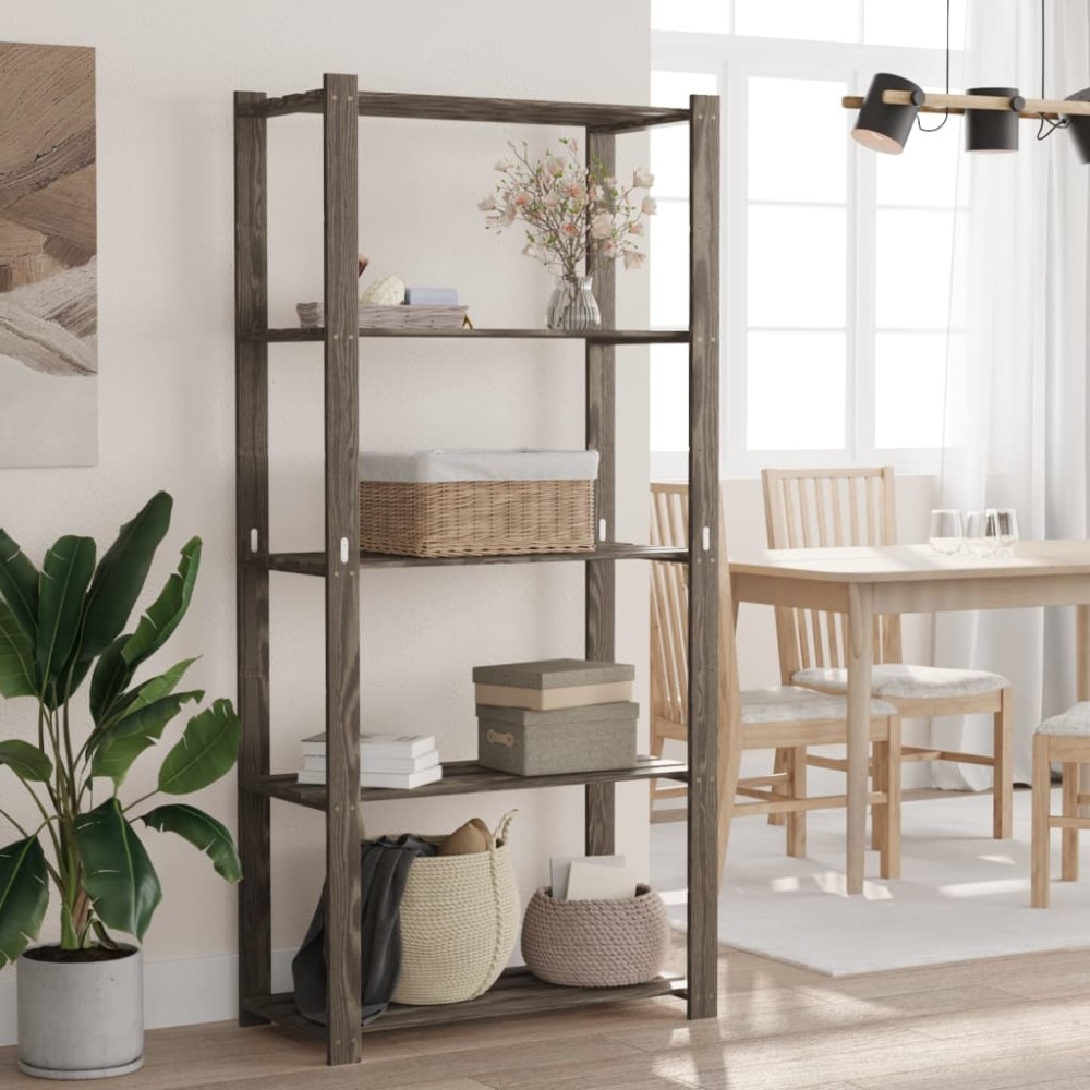 vidaXL Ραφιέρα με 5 Ράφια Γκρι 80x38x170cm Μασίφ Ξύλο Πεύκου 1 τεμ.