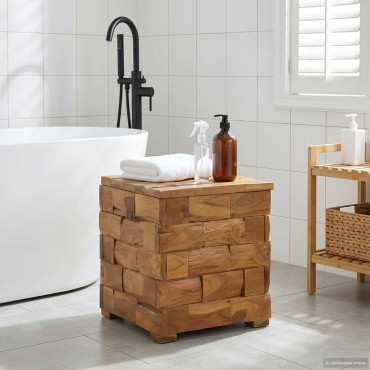 vidaXL Σκαμπό Αποθήκευσης Καφέ 40x40x45cm Στερεό Ξύλο Τίκ 1 τεμ.