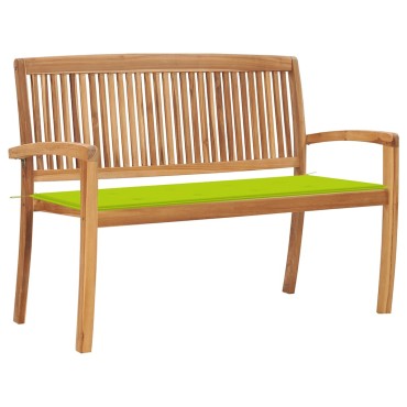 vidaXL Παγκάκι Κήπου Στοιβαζόμενο Μασίφ Ξύλο Teak & Μαξιλάρι 128,5x57,5x90cm 1 τεμ.