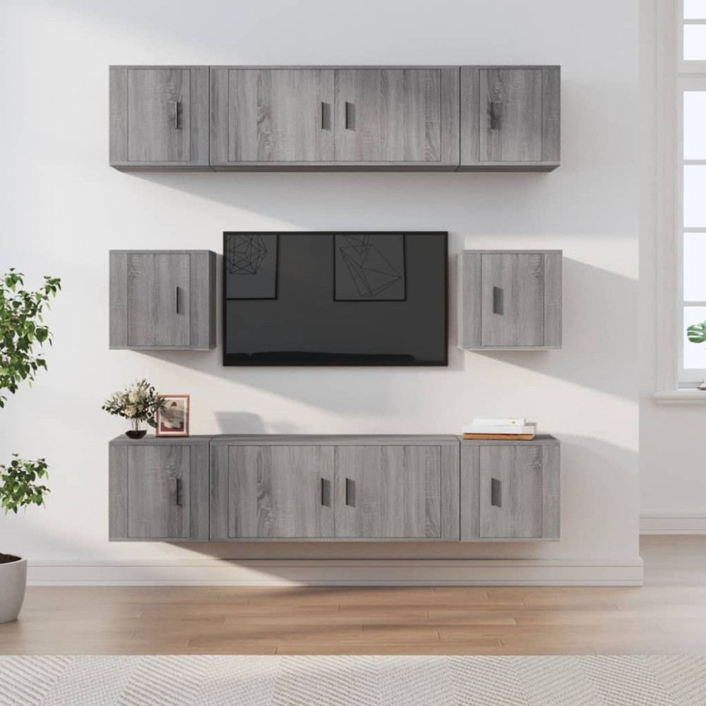 vidaXL Σετ Επίπλων Τηλεόρασης 8 Τεμ. Γκρι Sonoma Επεξεργασμένο Ξύλο