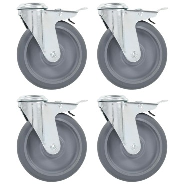 vidaXL Ρόδες Περιστρεφόμενες Οπή Μπουλόνια/ Διπλό Φρένο 4 τεμ. 125χιλ.