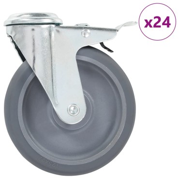 vidaXL Ρόδες Περιστρεφόμενες Βιδωτές 24 τεμ. 125 χιλ.