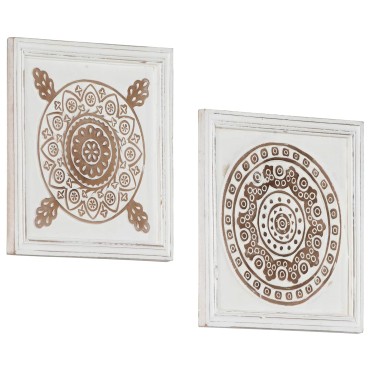 vidaXL Διακόσμηση Τέχνης 2 τμχ. 40 x 40 x 1,5 cm Καφέ και Λευκό