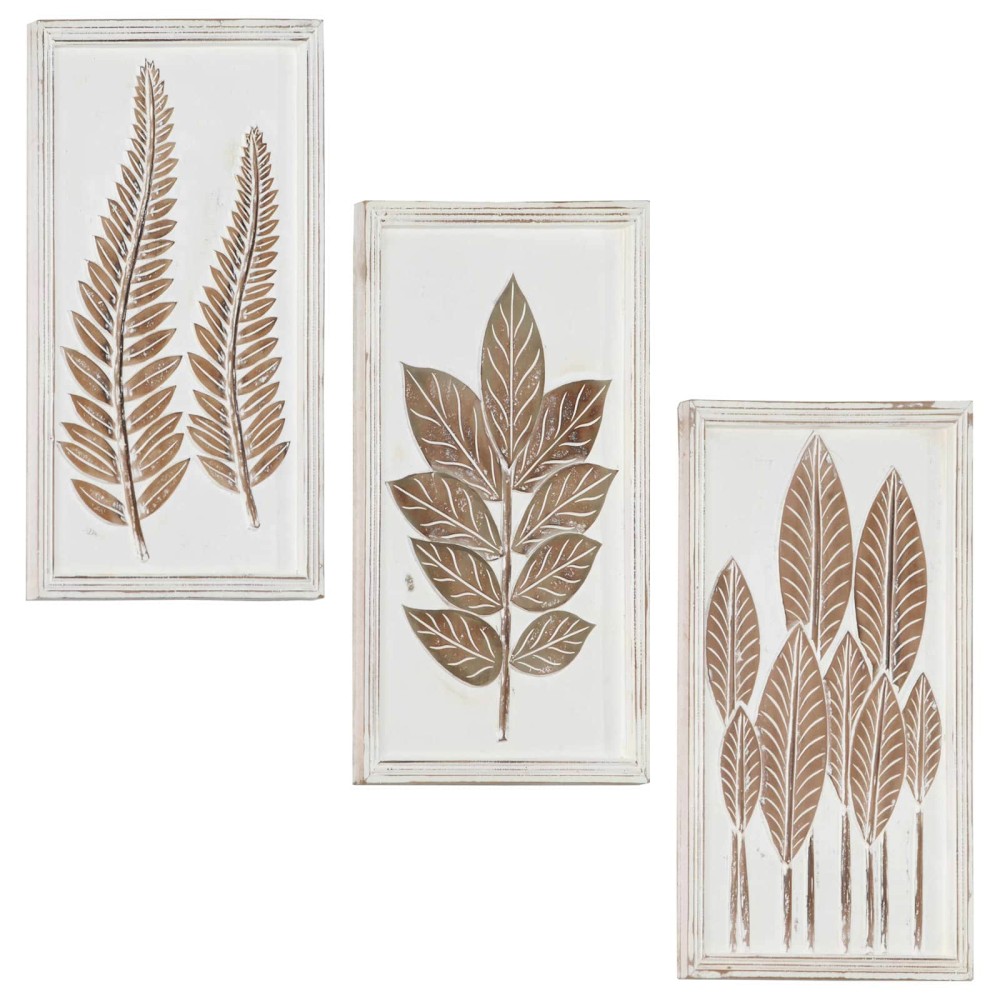 vidaXL Διακόσμηση Τέχνης 3 τμχ. 40 x 40 x 1,5 cm Καφέ και Λευκό