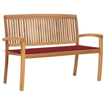 vidaXL Παγκάκι Κήπου Στοιβαζόμενο Μασίφ Ξύλο Teak & Μαξιλάρι 128,5x57,5x90cm 1 τεμ.