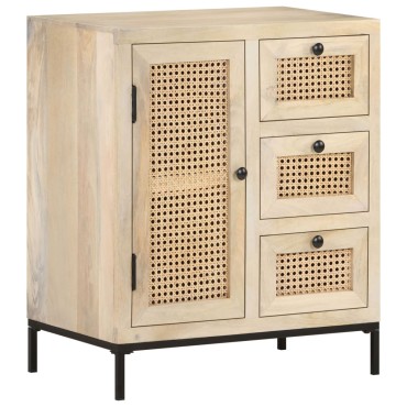 vidaXL Ντουλάπι 60x35x70cm Μασίφ Ξύλο Μάνγκο και Φυσικό Ζαχαροκάλαμο 1 τεμ.