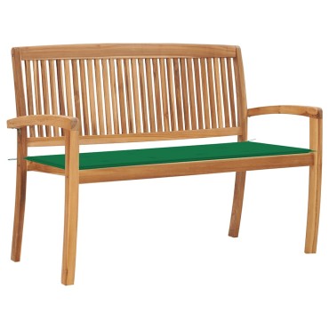 vidaXL Παγκάκι Κήπου Στοιβαζόμενο Μασίφ Ξύλο Teak & Μαξιλάρι 128,5x57,5x90cm 1 τεμ.