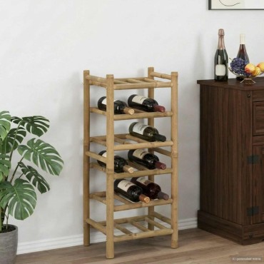 vidaXL Ράφι Κρασιού Φυσικό 32,5x29,5x72cm Μπαμπού 1 τεμ.