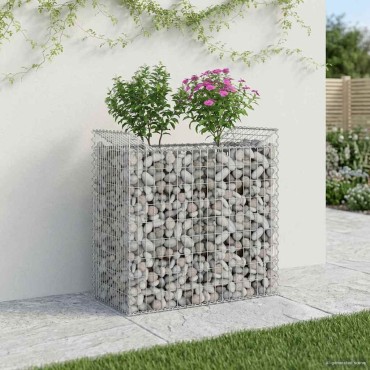 vidaXL Ανασηκωμένο κρεβάτι gabion Ασημί 50x100x100cm