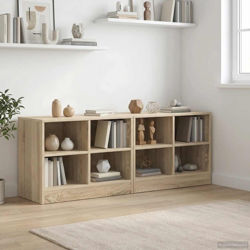 vidaXL Ντουλάπι κρεβατιού με ράφι 2 τεμ. Sonoma Δρυς 66x33x48cm