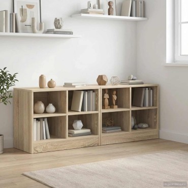 vidaXL Ντουλάπι κρεβατιού με ράφι 2 τεμ. Sonoma Δρυς 66x33x48cm