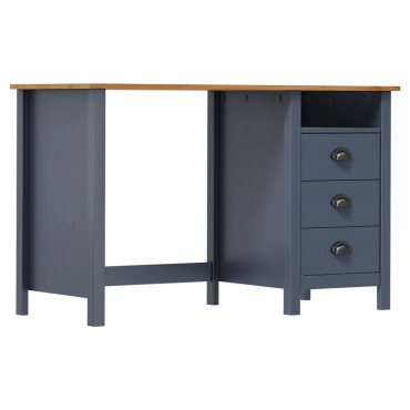 vidaXL Γραφείο Hill με 3 Συρτάρια Γκρι 120x50x74cm Μασίφ Ξύλο Πεύκου 1 τεμ.