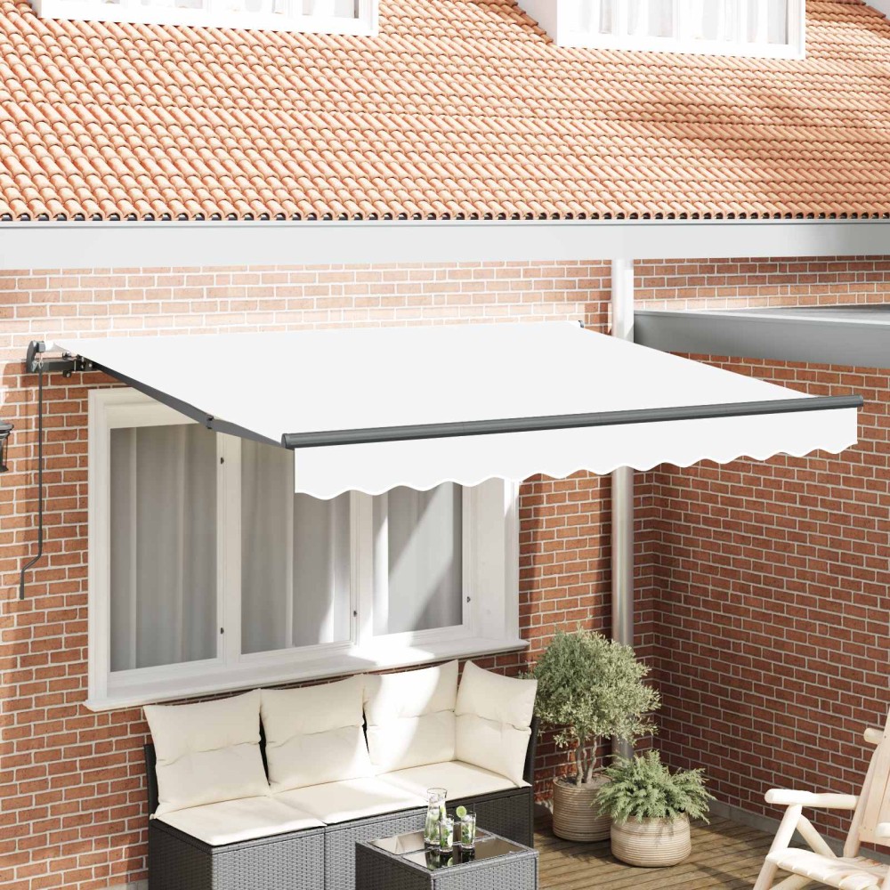 vidaXL Αναδιπλούμενη τέντα Λευκό 350 x 200 cm ύφασμα