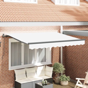 vidaXL Αναδιπλούμενη τέντα Λευκό 350 x 200 cm ύφασμα