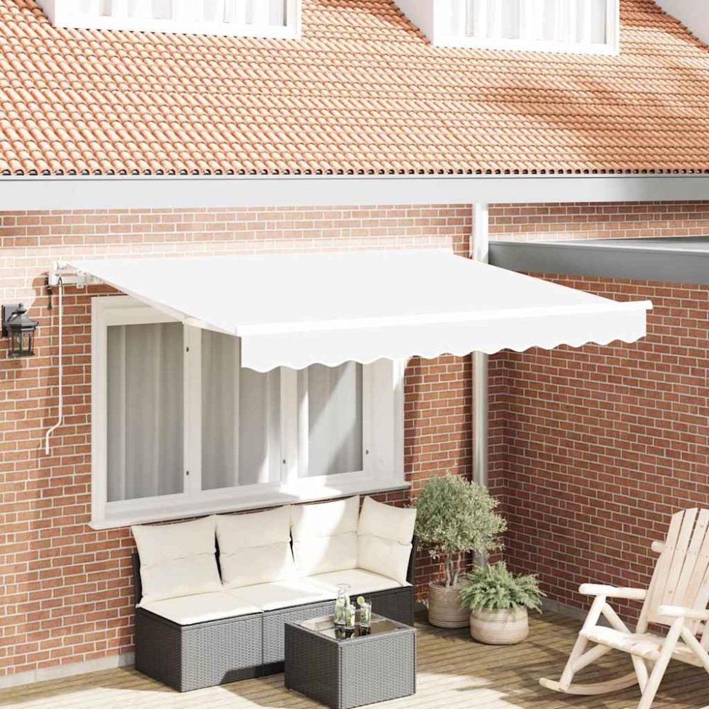 vidaXL Αναδιπλούμενη τέντα Λευκό 350 x 200 cm ύφασμα