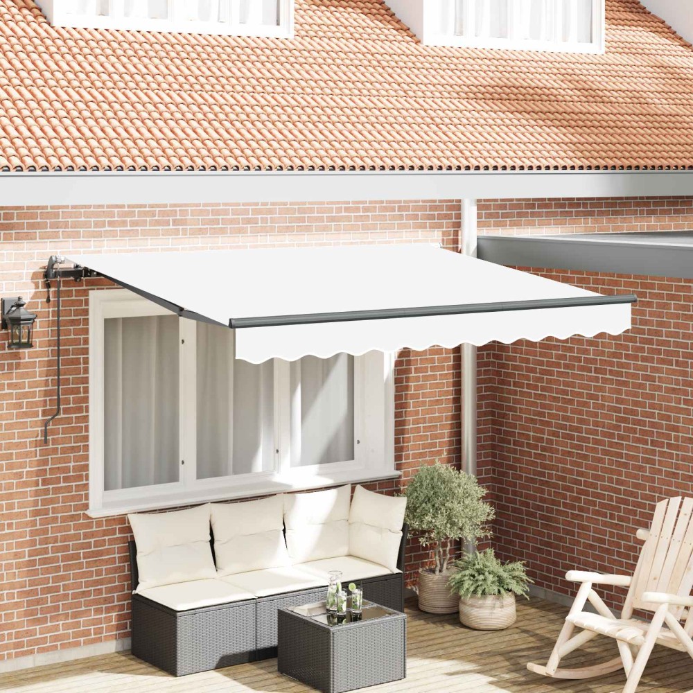 vidaXL Αναδιπλούμενη τέντα Λευκό 350 x 200 cm ύφασμα