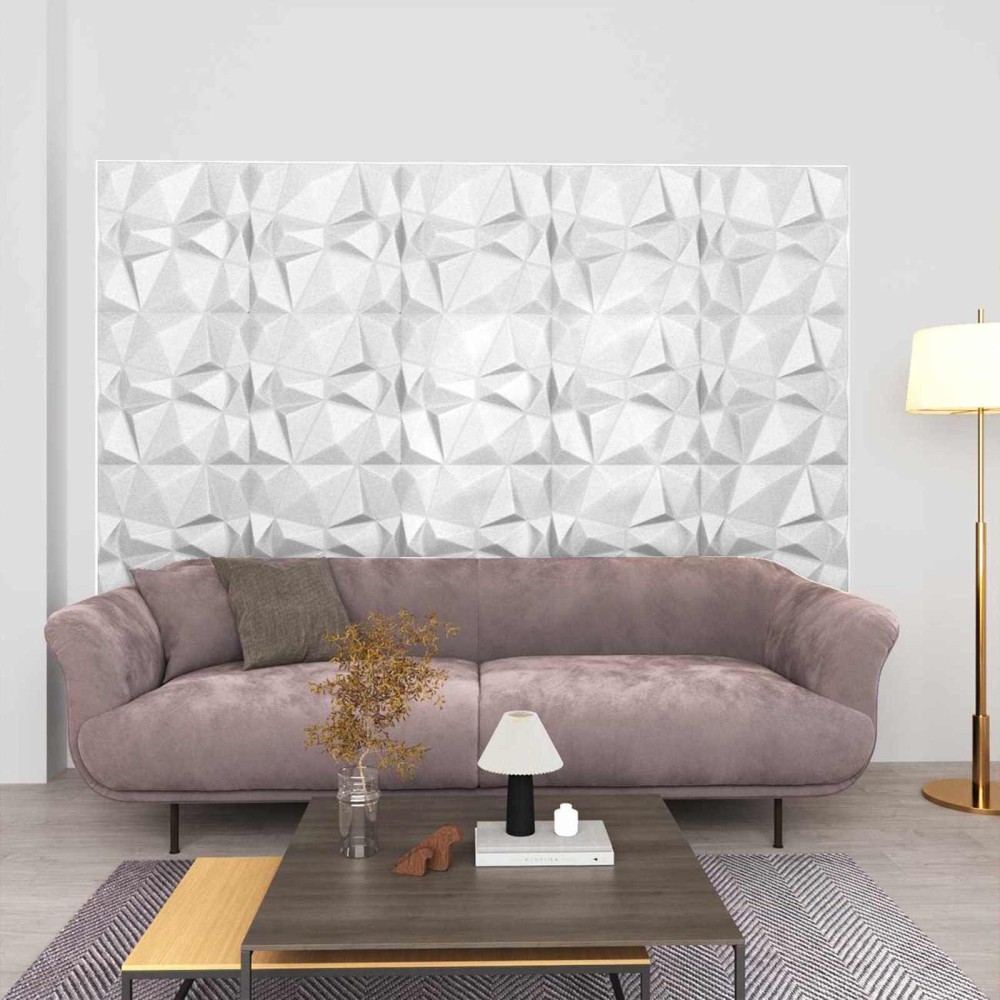 vidaXL Πάνελ τοίχου 12 τμχ. 50 x 50 cm Διαμάντι Άσπρο Φελιζόλ XPS