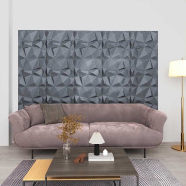 vidaXL Πάνελ τοίχου 48 τμχ. 50 x 50 cm Διαμάντι Γκρι Φελιζόλ XPS