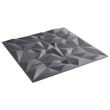 vidaXL Πάνελ τοίχου 48 τμχ. 50 x 50 cm Αμέθυστος Γκρι Φελιζόλ XPS