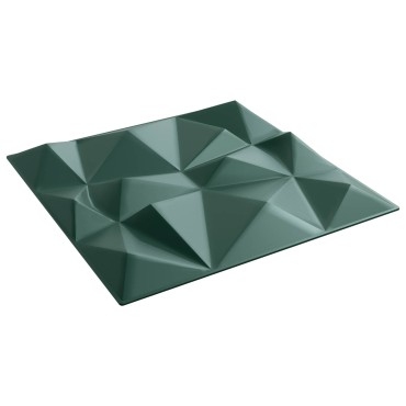 vidaXL Πάνελ τοίχου 12 τμχ. 50 x 50 cm Διαμάντι Πράσινο Φελιζόλ XPS